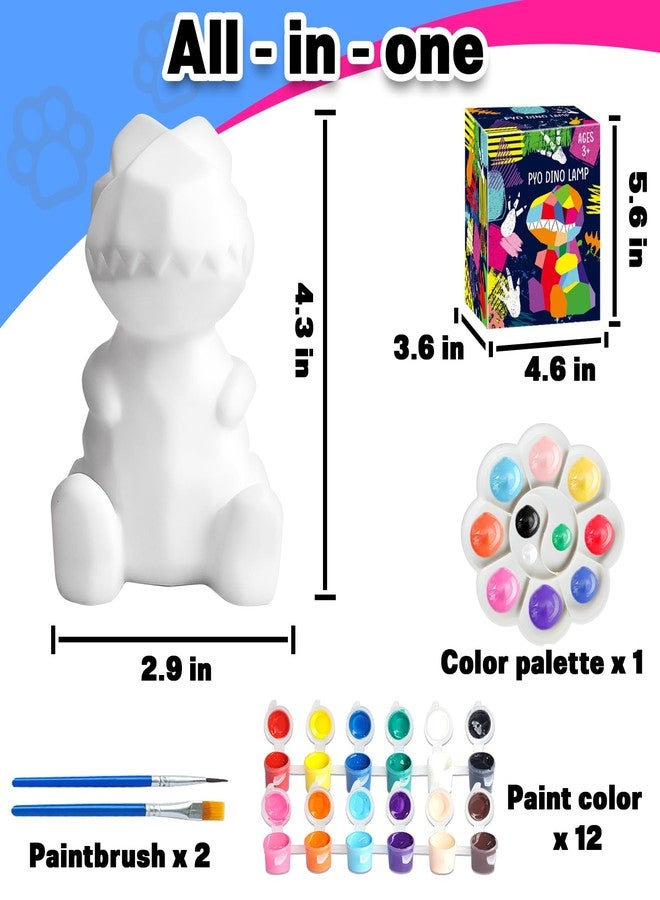 FUNZBO 4.3in Paint Your Own Dinosaur Lamp Kit - Arts and Crafts Supplies Painting Kit for Kids Teens, DIY Night Light Dinosaur Toys for Boys Girls 3 4 5 6 7 8 9 10 11 12 Christmas Birthday Gifts - Image 2